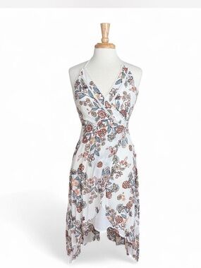 J.O.A. White Floral Backless with Floral Pattern